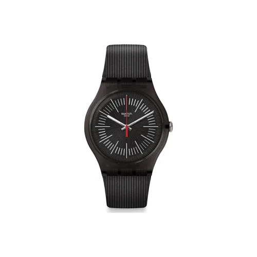 Swatch Quartz Механизм Унисекс Часы Черный Циферблат Пластиковый Корпус Часы Силиконовый Ремешок