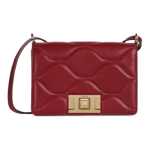 Furla Mimi Collection Коровья кожа Маленькая квадратная сумка Сумка через плечо Мини Женская Красная