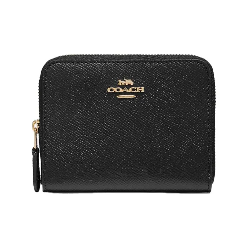 COACH Zip Around Кошелек из коровьей кожи Маленький Женский Черный