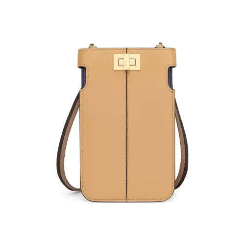 FENDI Peekaboo Чехол для телефона из коровьей кожи унисекс бежевый