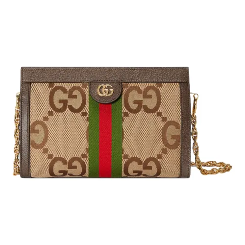 GUCCI Ophidia Холст и Кожа Цепочка Сумка через плечо Конверт Сумка Клатч Женский Бежевый Коричневый