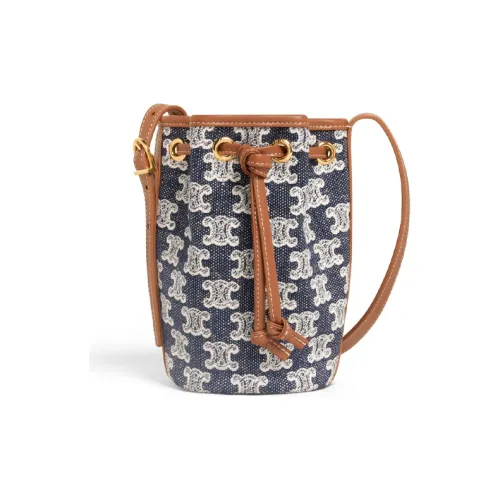 CELINE Triomphe Холст Телячья кожа Ведрообразная сумка холщовая сумка сумка через плечо сумка через плечо мини женская