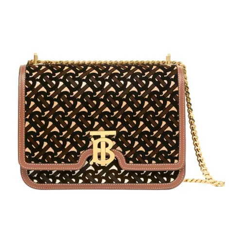 Burberry Кожа Плечевая Сумка Средняя Женская Темно-Коричневая