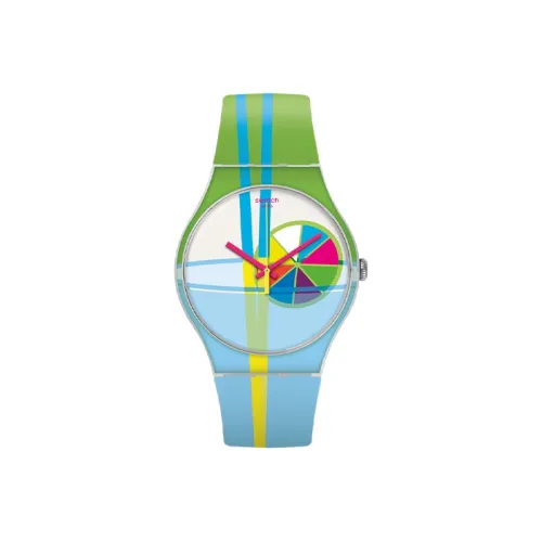 SWATCH Gent Series Кварцевый механизм Унисекс Часы 41 мм Зеленый циферблат Пластиковый корпус Часы Силиконовый ремешок