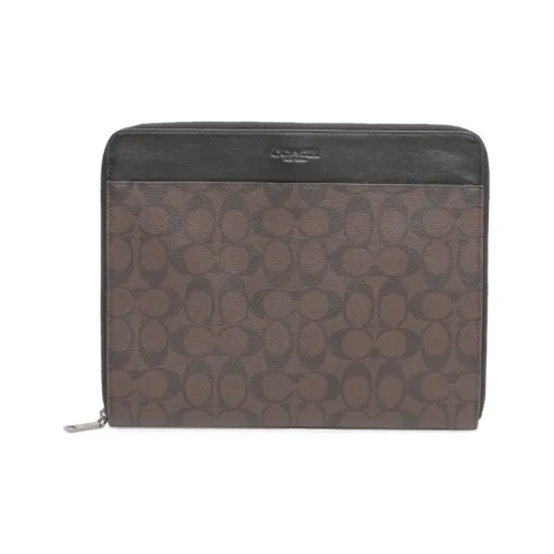 COACH Tech Case Кожаный клатч большой мужской серый