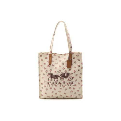 COACH Recycled Tote Canvas Tote Bag Shopping Bag Shoulder Bag Large Women's Ecru COACH Recycled Tote Холст Сумка-тоут Сумка для покупок Сумка на плечо Большая Женская Экрю