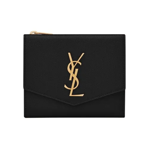 SAINT LAURENT UPTOWN Кожа Кошелек Маленький Женский Черный