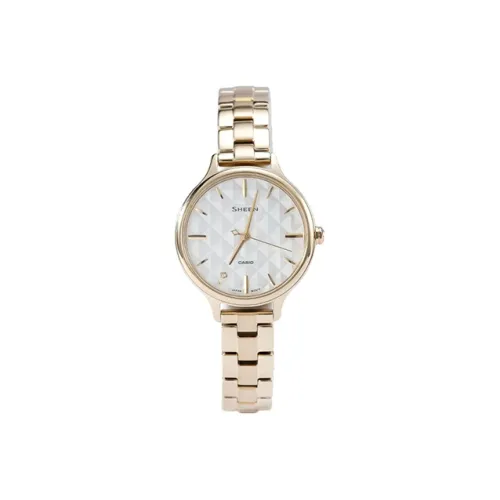 CASIO SHEEN Кварцевый механизм нержавеющая сталь ремешок женские часы белый циферблат