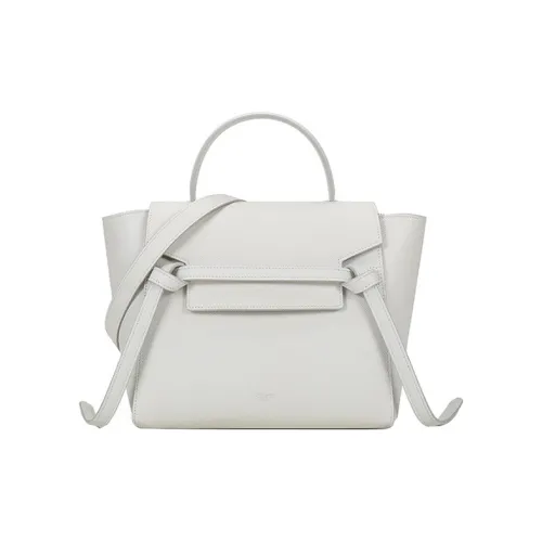 CELINE Ремень Grained Телячья кожа Сумка сома Сумка на одно плечо Сумка через плечо Женская Конфетный цвет Белый