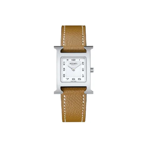 HERMES Heure H Women's Watch Кварцевый механизм ремень из натуральной кожи белый циферблат