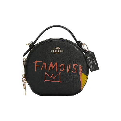 COACH Коллаборация с Basquiat сумка Canteen кожа ручная работа сумка через плечо маленькая женская черная