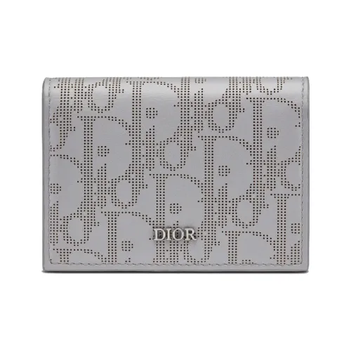 DIOR Кожа Держатель для карт Монетница Мужская Серебряная