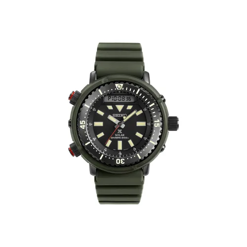 SEIKO Prospe Solar Кварцевый механизм Силиконовый ремешок Часы Мужские Черный циферблат