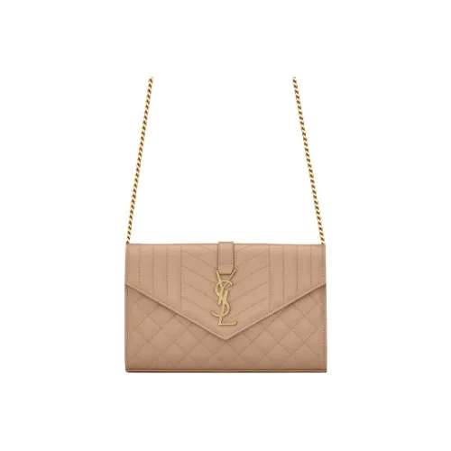 SAINT LAURENT Кошелек из коровьей кожи сумка через плечо обычный женский темно-бежевый