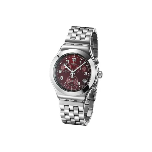 SWATCH Irony Collection Кварцевый механизм Унисекс Часы 43 мм Красный Циферблат Часы Корпус из Нержавеющей стали Ремешок из Нержавеющей стали