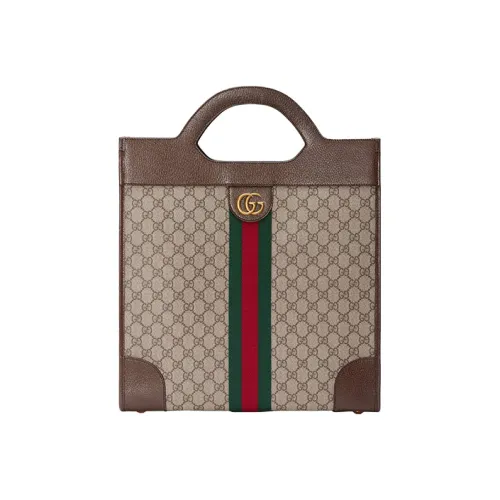 GUCCI Ophidia Холст и Кожа Тоут Сумка Сумка для покупок Сумка среднего размера унисекс Бежевый Эбеновый