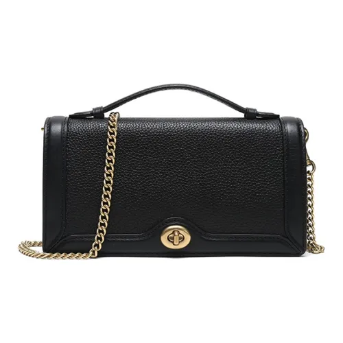COACH Сумка из коровьей кожи с цепочкой портативная сумка через плечо маленькая женская черная