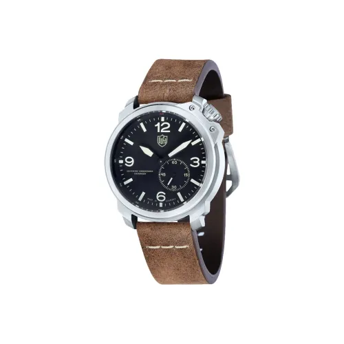 DUFA Кварцевый механизм Мужские часы Циферблат Черный Нержавеющая сталь Корпус часов Ремешок из натуральной кожи