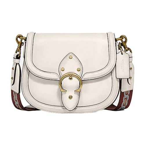 COACH Beat Дубленая кожа Седло Сумка Сумка через плечо Маленькая Женская Айвори Белый