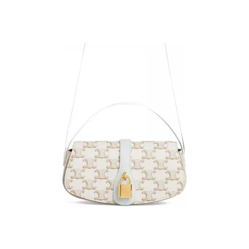 CELINE Triomphe Коровья кожа Сумка-багет Сумка через плечо Сумка для женщин Конфетный Белый