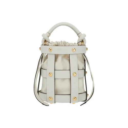 FERRAGAMO Cage Корова Кожа Ведро Сумка Через Плечо Одно Плечо Сумка Стандартная Женская Белая