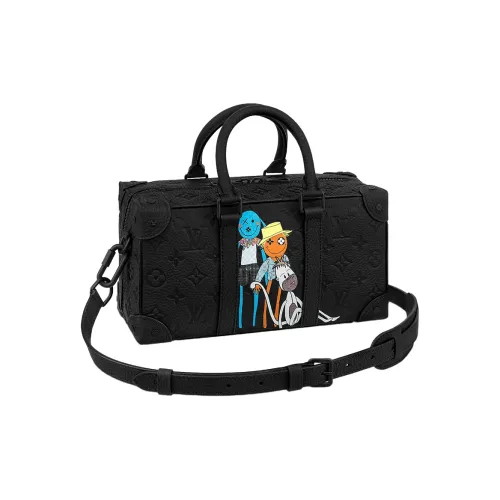 LOUIS VUITTON SpeedySOFT Основная часть Коровья кожа с тканью через плечо Одно плечо Сумка Мужская Черная