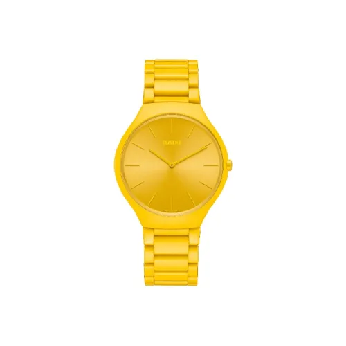 RADO True Thinline Collection Кварцевый механизм Унисекс Часы 39 мм Желтый Циферблат Часы Керамические Корпус Часов