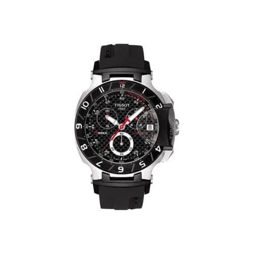 TISSOT Quartz Механизм Мужские часы Циферблат 47 Черный Нержавеющая сталь Корпус Резиновый Ремешок