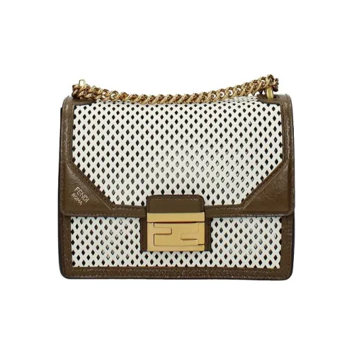 FENDI Kan U Кожа Сумка через плечо Маленькая Женская Белая Коричневая