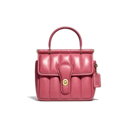 COACH Willis Quilted кожаная сумка через плечо маленькая сумка для женщин цвет фуксия