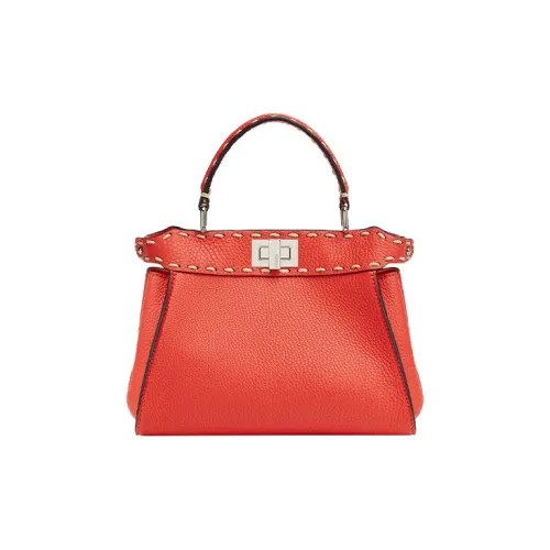 FENDI Peekaboo Full Текстурированная кожа Сумка через плечо Сумка Мини Женская Красная