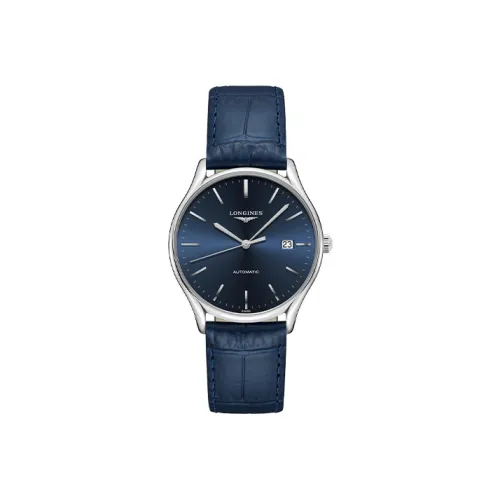 LONGINES Lvya Collection Автоматический Механический Механизм Мужские Часы Синий Циферблат Нержавеющая Сталь Корпус Натуральная Кожа Ремешок