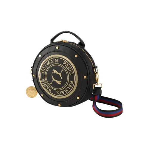 PUMA BALMAIN Коровья кожа крупнозернистая текстура рюкзак стандартный унисекс черный