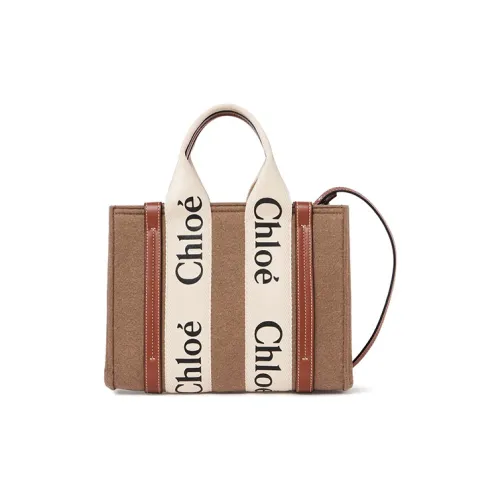 Chloe Woody Переработанный Фетр Корова Кожа Тоут Сумка Сумка для покупок Сумка через плечо Сумка Маленькая Женская Коричневая