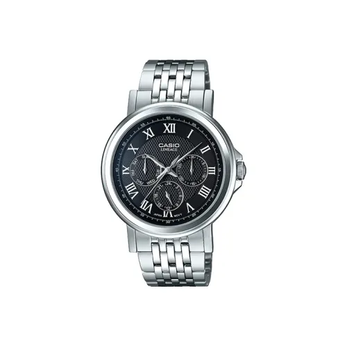 CASIO LINEAGE Коллекция Кварцевый механизм Нержавеющая сталь Ремешок Часы Мужские Черный циферблат