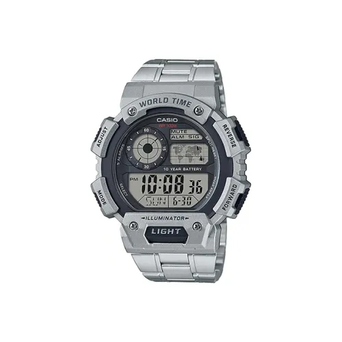 CASIO YOUTH Collection Циферблат с цифровым дисплеем Кварцевый механизм Ремешок из нержавеющей стали Мужские часы Серый циферблат