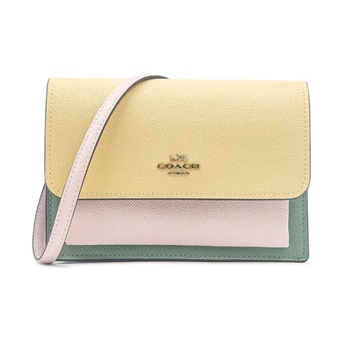 COACH Foldover Кожа Сумка через плечо Сумка на плечо Женская Многоцветная Ванильный Желтый и Зеленый