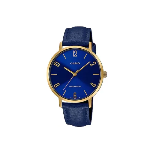 CASIO Standard Series Кварцевый механизм Кожаный ремешок Часы Женские Синий циферблат