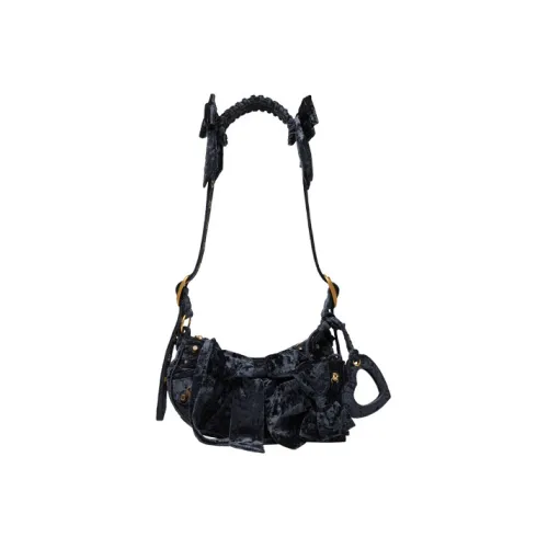 Balenciaga Le Cagole Тисненая Вельветовая Сумка через плечо Маленькая Женская Черная