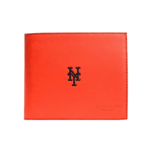 COACH MLB Коллаборация 3 IN 1 Wallet Коровья кожа Кошелек Мужской кошелек Красный