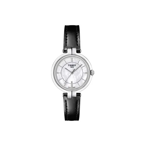 TISSOT Flamenco Collection Кварцевый механизм Женские часы 30MM Белый циферблат Корпус из нержавеющей стали Кожаный ремешок