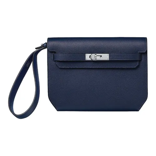 HERMES Kelly Depeches Evercolor Телячья кожа Клатч Мужской NUIT Полночный синий