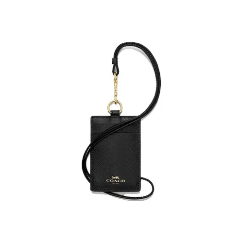 COACH Lanyard Кожа Картхолдер Женские Черный