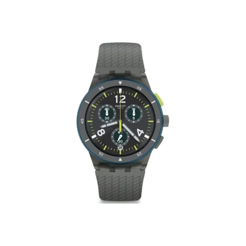 SWATCH Original Collection Кварцевый механизм Мужские часы 50,1*42 мм Черный циферблат Пластиковый корпус Часы Силиконовый ремешок