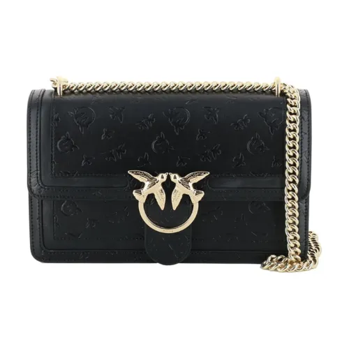 PINKO Коровья кожа Swallow Сумка Маленькая квадратная сумка Сумка через плечо Большая Женская Черная