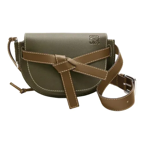 LOEWE Gate Замша Телячья кожа Бананка Большая Мужская Хаки Зеленая