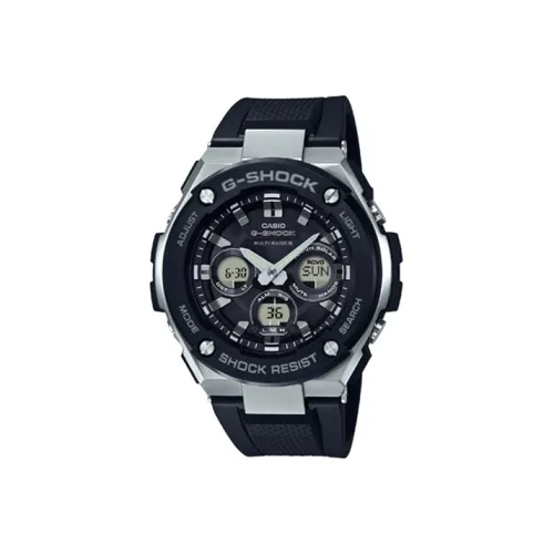 CASIO г Steel Collection W Dual Display Солнечный Кварцевый механизм Часы Мужские Черный циферблат GST W300 1APR