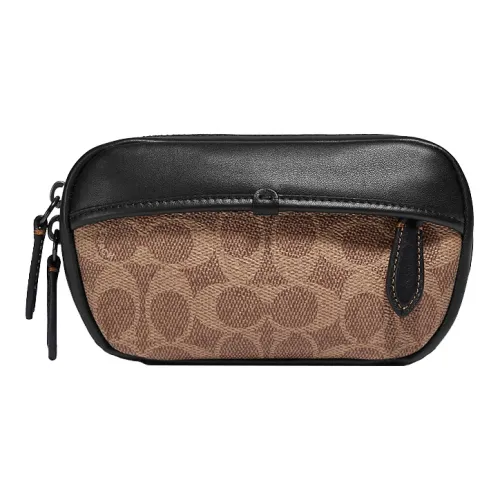 COACH Charter Canvas Leather Crossbody Pouch Sling Bag Small Men's Brown Black COACH Charter Холст Кожа Через плечо Бананка Сумка-слинг Маленькая Мужская Коричневый и Черный