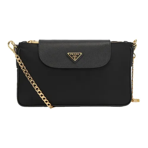 PRADA Сумка из коровьей кожи с цепочкой сумка через плечо женская черная