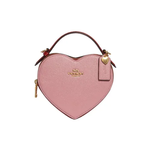 COACH Сердце Кожа Ручная Сумка Сумка через плечо Мини Женская Розовая Многоцветная